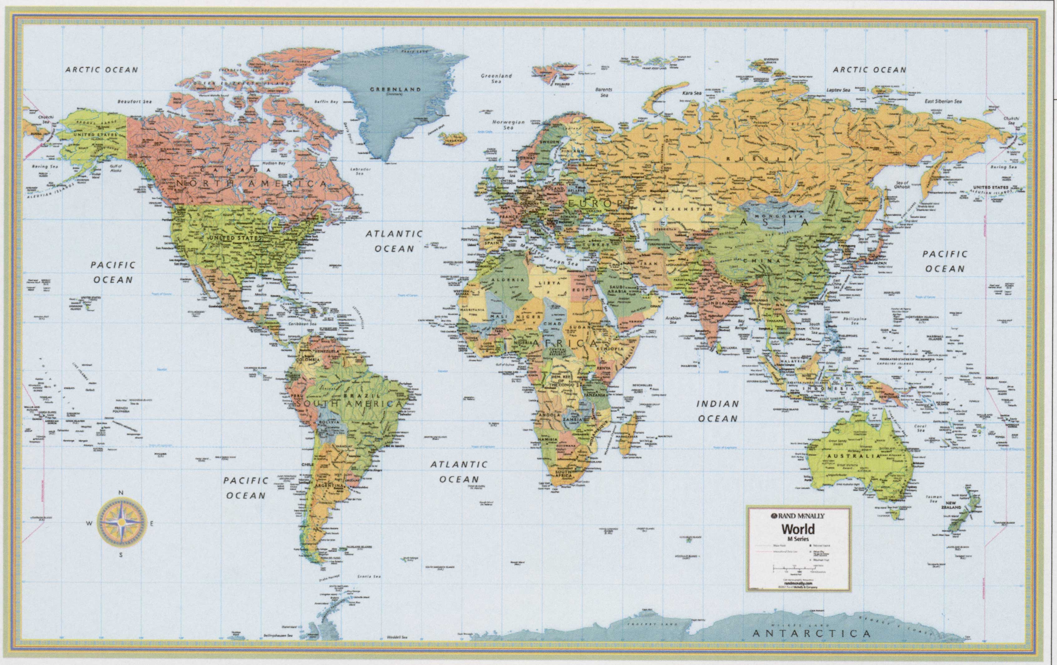 Printable world map with countries